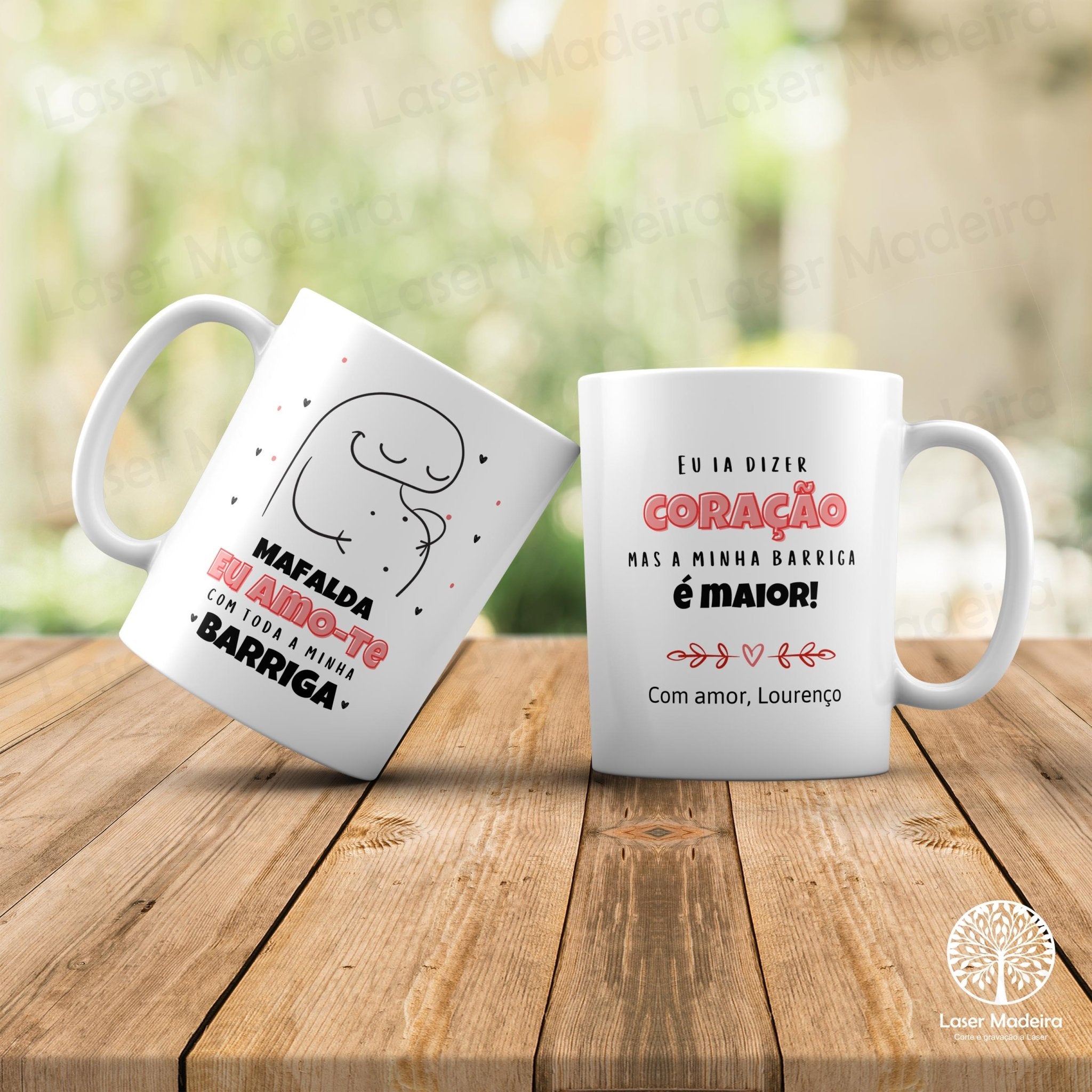 Caneca Personalizada "Barriga" - Dia dos Namorados - Laser Madeira